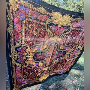 Scarf Patterned Black Gold Red Poly Vintage Fashion Hair Accessory